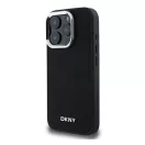 DKNY Plain Silver Logo iPhone 16 Pro Max MagSafe hátlap tok, fekete DKHMP16XPSCMCLK