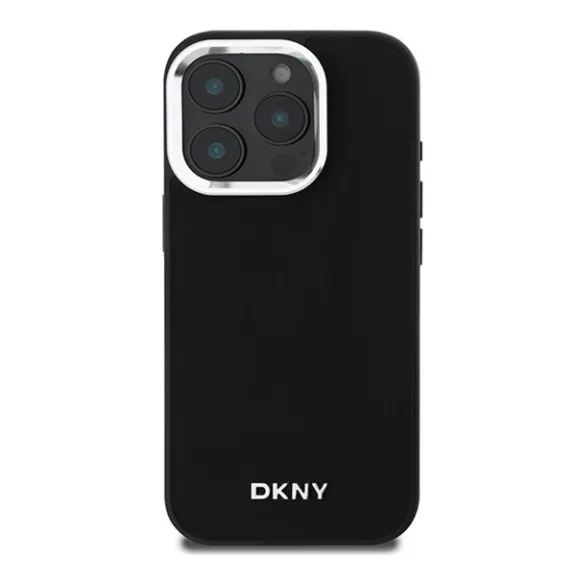DKNY Plain Silver Logo iPhone 16 Pro Max MagSafe hátlap tok, fekete DKHMP16XPSCMCLK