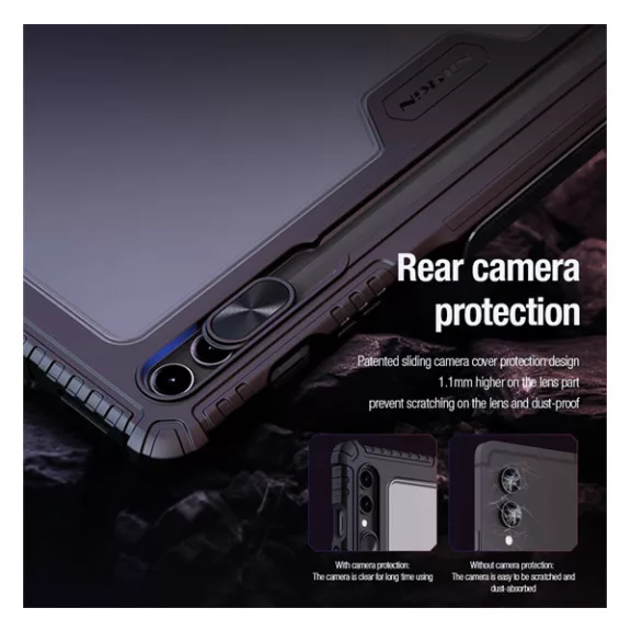 Nillkin Bumper Pro Samsung Galaxy Tab S9 Ultra/S10 Ultra közepesen ütésálló tok kitámasztóval, fekete