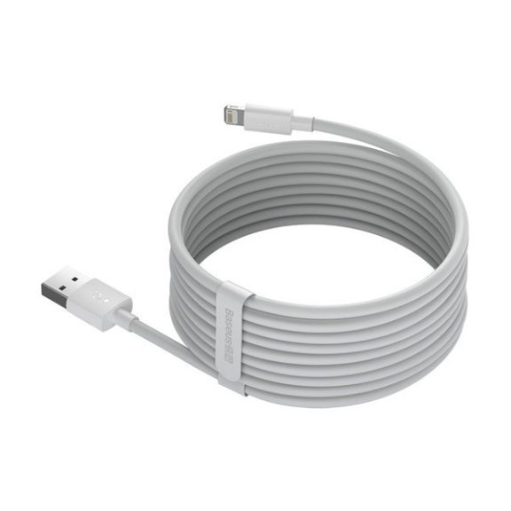 Baseus Simple Wisdom USB / Lightning adat/töltőkábel, 2,4A, 1,5m, Fehér (2db)