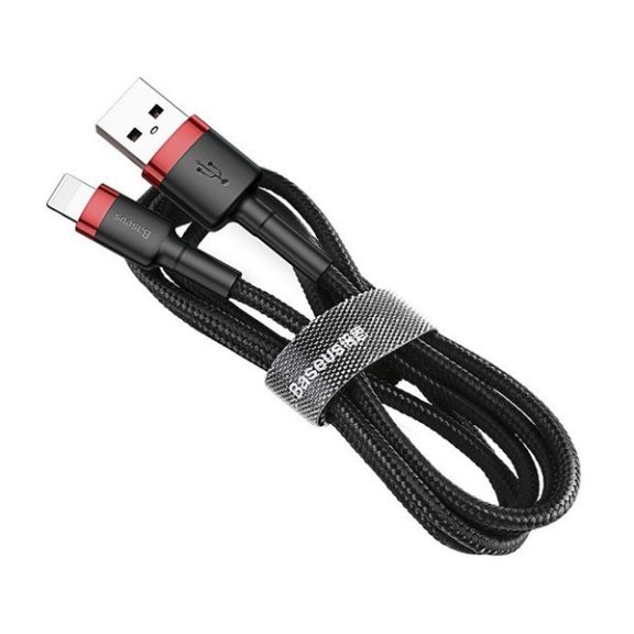 Baseus iPhone USB / Lightning adat/töltőkábel, 2,4A, 1m, Piros/Fekete