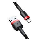 Baseus iPhone USB / Lightning adat/töltőkábel, 2,4A, 1m, Piros/Fekete