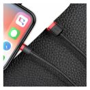 Baseus iPhone USB / Lightning adat/töltőkábel, 2,4A, 1m, Piros/Fekete