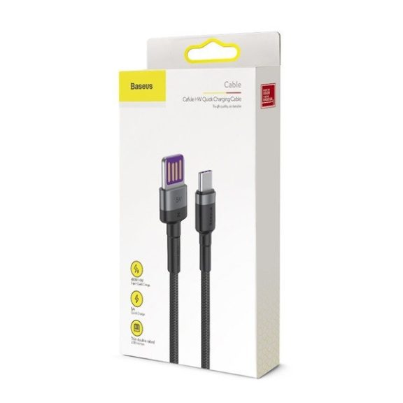 Baseus Cafule USB-USB-C kábel Huawei SuperCharge, QC 3.0, 5A, 1m, fekete/szürke
