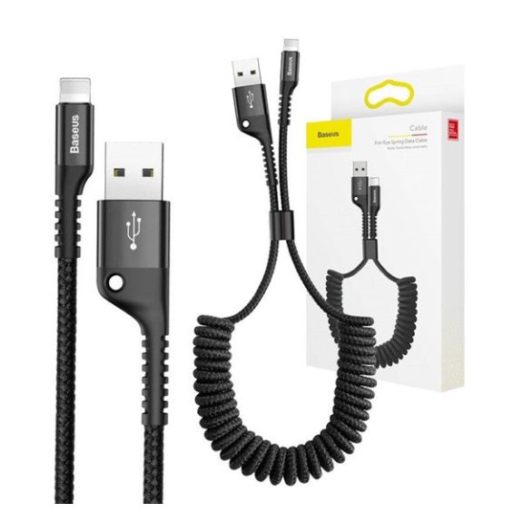 Baseus Fish eye USB / Lightning adat/töltőkábel, 23cm-1m, Fekete