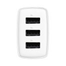 Baseus 3xUSB-A hálózati gyortöltő, 17W, fehér