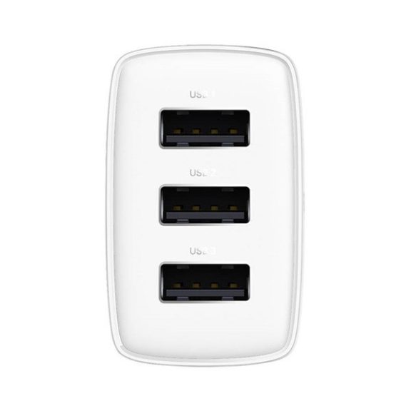 Baseus 3xUSB-A hálózati gyortöltő, 17W, fehér