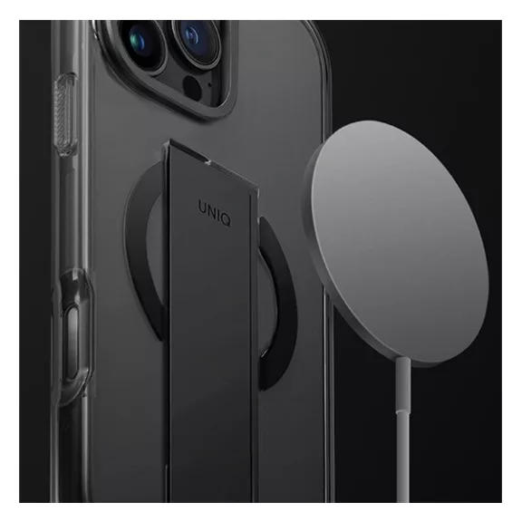 Uniq Heldro Max iPhone 16 Pro Max MagSafe tok kitámasztóval,  átlátszó