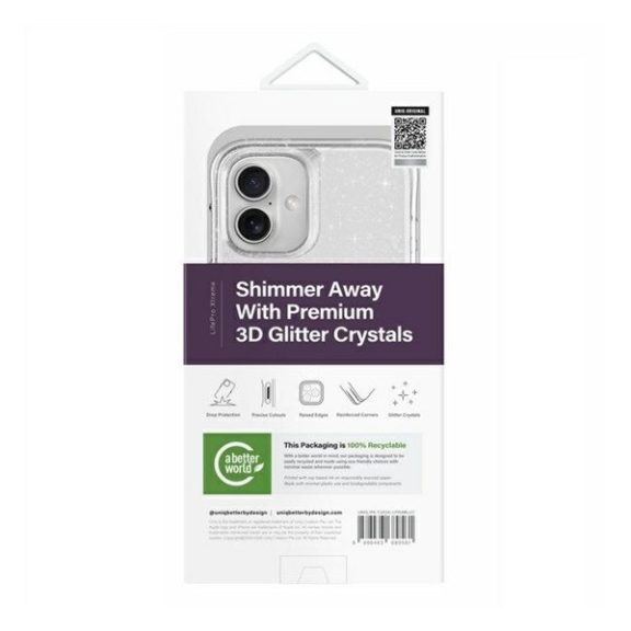 Uniq Lifepro Extreme Apple iPhone 16 Plus csillámos szilikon tok, átlátszó