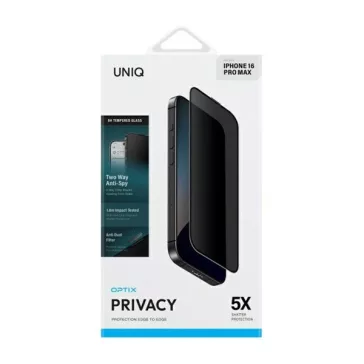   Uniq Optix Privacy iPhone 16 Pro Max / 17 Pro Max tempered glass kijelzővédő fólia felhelyező kerettel
