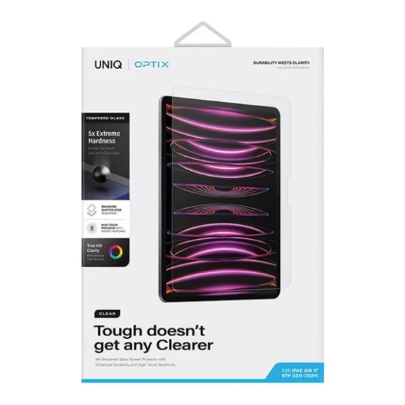 Uniq Optix Clear iPad Air 11" (2024) Tempered kijelzővédő fólia felhelyező kerettel