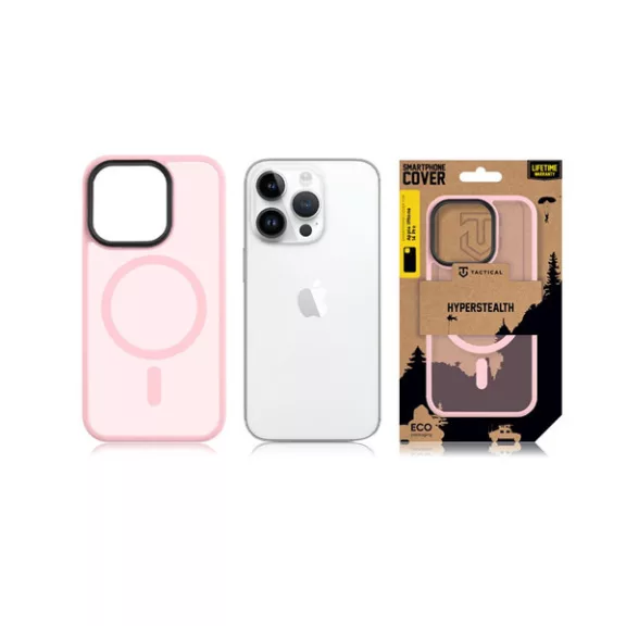 Tactical MagForce Hyperstealth iPhone 14 Pro hátlap tok, áttetsző/rózsaszín