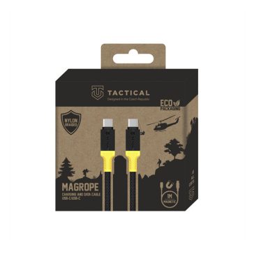   Tactical MagRope USB-C-USB-C adatkábel szövet bevonattal, 1m, fekete/sárga