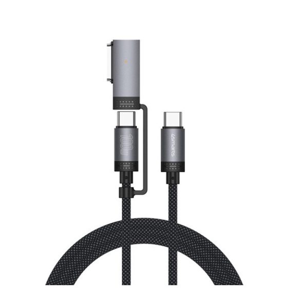 4smarts ComboCord USB-C adatkábel, MagSafe 3 adapterrel, 100W, 2m, fekete