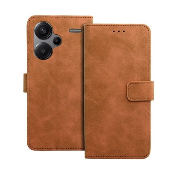 Tender Book Xiaomi Redmi Note 13 Pro Plus 5G flip/oldalra nyíló műbőr tok kártyatartó résszel, barna
