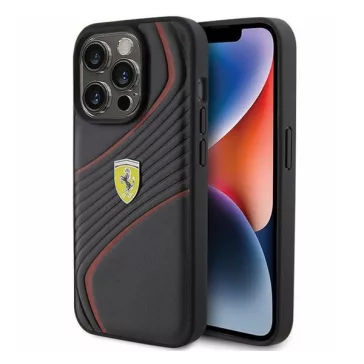   Ferrari Twist Metal Logo iPhone 15 Pro kemény hátlap tok, fekete FEHCP15LPTWK