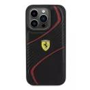 Ferrari Twist Metal Logo iPhone 15 Pro kemény hátlap tok, fekete FEHCP15LPTWK