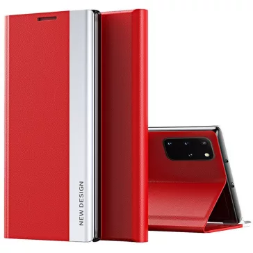   Samsung Galaxy A02 SM-A022F, Oldalra nyíló tok, stand, Wooze Silver Line, piros