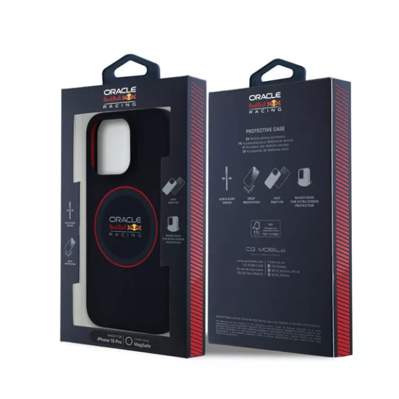 Red Bull Red Ring iPhone 15 Pro szilikon MagSafe tok, tengerészkék