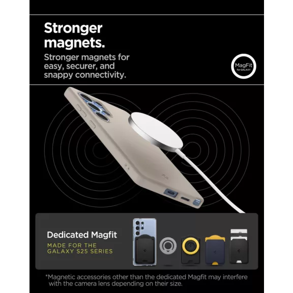 Spigen Silicone Fit MagFit Samsung Galaxy S25 Ultra tok, Natural Titanium, bézs