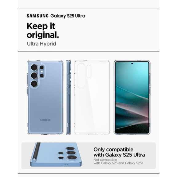 Spigen Ultra Hybrid Samsung Galaxy S25 Ultra tok, Crystal Clear, átlátszó