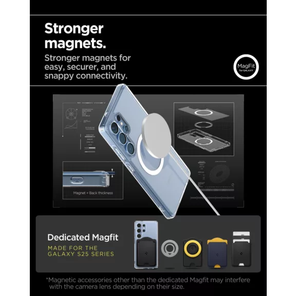 Spigen Ultra Hybrid MagFit Samsung Galaxy S25 Ultra tok, átlátszó-fehér