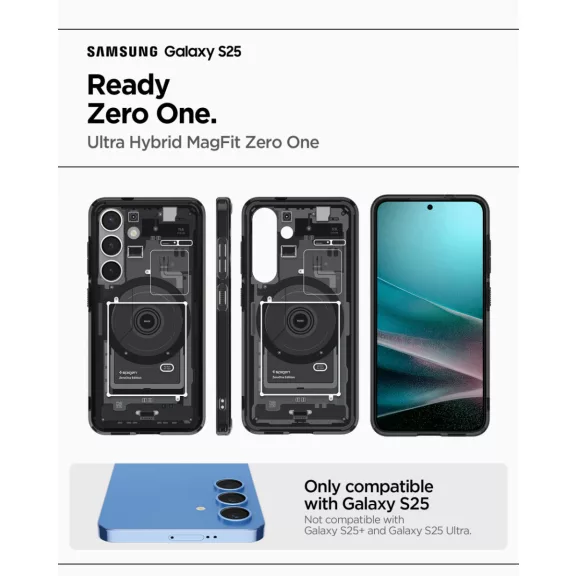 Spigen Ultra Hybrid MagFit Samsung Galaxy S25 tok, Zero One, fekete