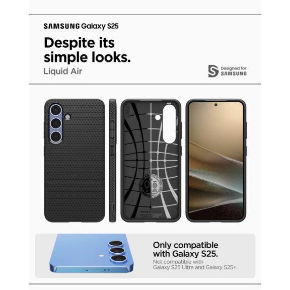 Spigen Liquid Air Samsung Galaxy S25 tok, Matte Black, fekete