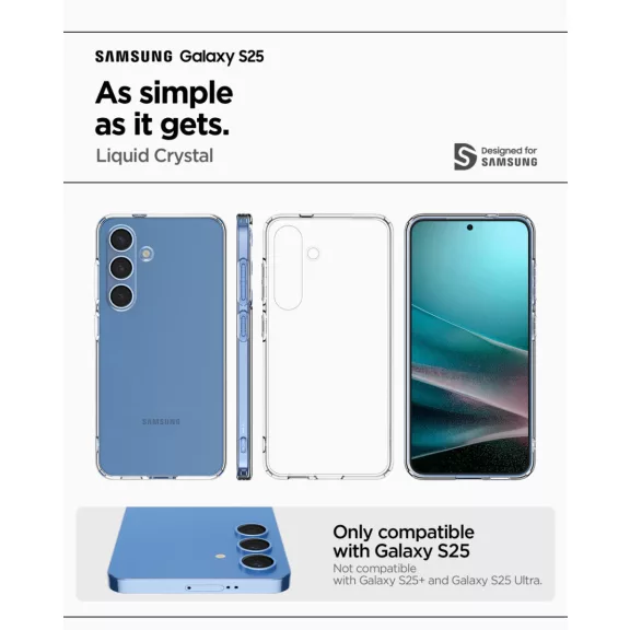 Spigen Liquid Crystal Samsung Galaxy S25 tok, Crystal Clear, átlátszó