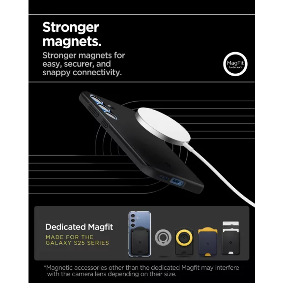 Spigen Thin Fit MagFit Samsung Galaxy S25 tok, Black, fekete
