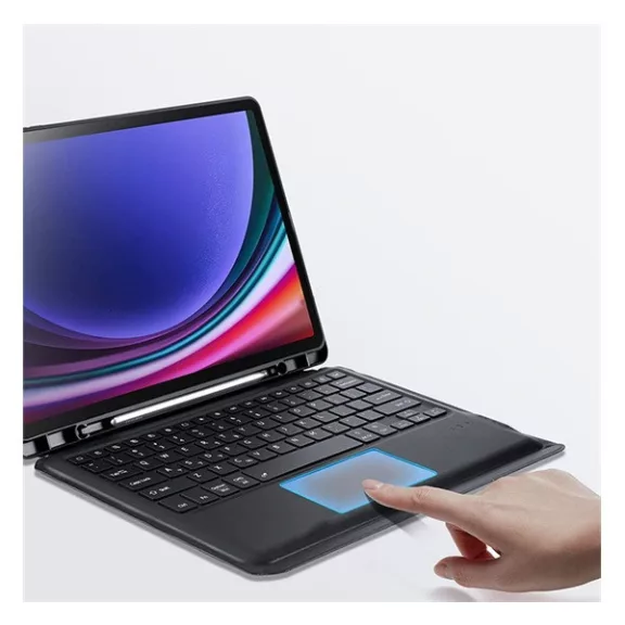 Dux Ducis DK Samsung Tab S10 Plus/S9 Plus/S9 FE Plus kihajtható tok vezeték nélküli billentyűzettel, háttérvilágítással, fekete