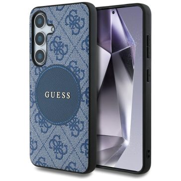   Guess 4G Round Patch Classic Logo Samsung Galaxy S25+ MagSafe kemény hátlap tok, kék