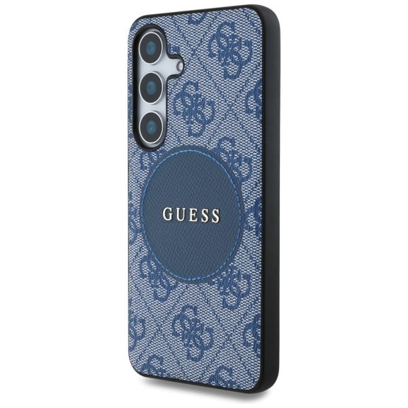 Guess 4G Round Patch Classic Logo Samsung Galaxy S25+ MagSafe kemény hátlap tok, kék