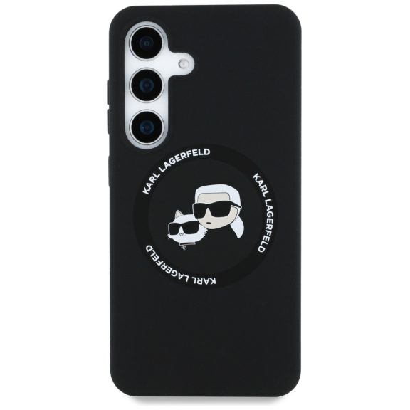 Karl Lagerfeld Silicone Double Heads And Circle Samsung Galaxy S25+ MagSafe tok, fekete