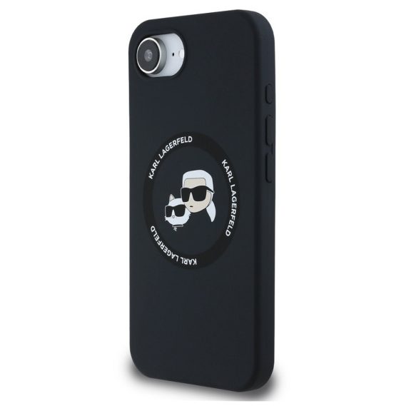 Karl Lagerfeld Liquid Silicone K&CH Heads Apple iPhone 17e / iPhone 16e MagSafe tok, fekete