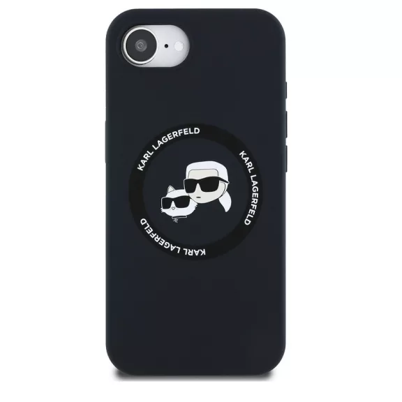 Karl Lagerfeld Liquid Silicone K&CH Heads Apple iPhone 17e / iPhone 16e MagSafe tok, fekete