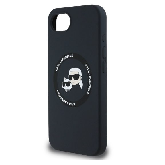 Karl Lagerfeld Liquid Silicone K&CH Heads Apple iPhone 17e / iPhone 16e MagSafe tok, fekete