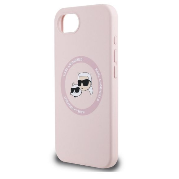 Karl Lagerfeld Liquid Silicone K&CH Heads Apple iPhone 17e / iPhone 16e MagSafe tok, rózsaszín