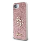 Guess PU Fixed Glitter 4G Metal Logo Apple iPhone 17e / iPhone 16e hátlap tok, rózsaszín