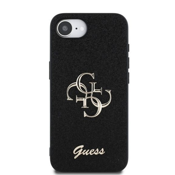 Guess PU Fixed Glitter 4G Metal Logo Apple iPhone 17e / iPhone 16e hátlap tok, fekete