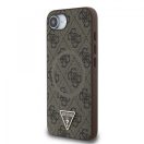 Guess PU 4G Strass Triangle Metal Logo Apple iPhone 17e / iPhone 16e MagSafe hátlap tok, barna