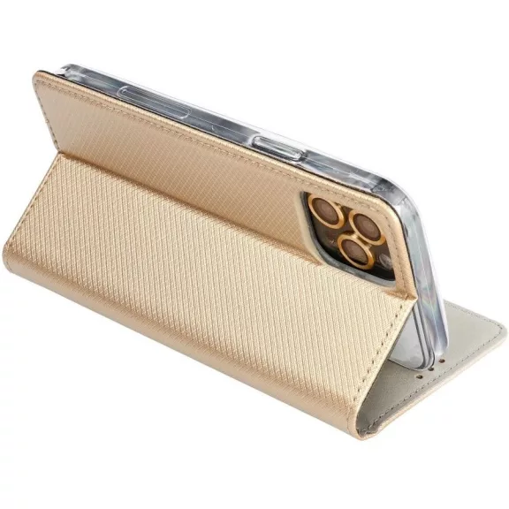 Magnet Apple iPhone 17e / iPhone 16e mágneses flip tok, arany