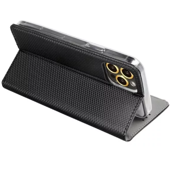 Magnet Apple iPhone 17e / iPhone 16e mágneses flip tok, fekete