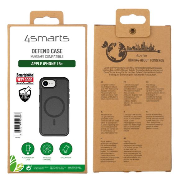 4smarts Defend Apple iPhone 17e / iPhone 16e MagSafe hátlap tok, fekete