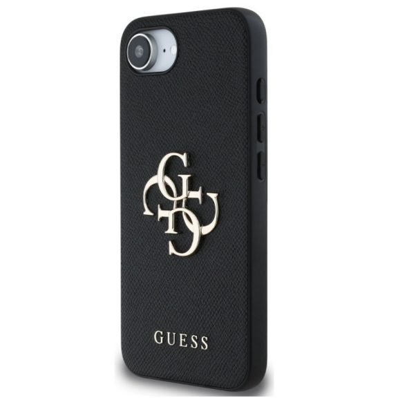 Guess PU Grained 4G Metal Logo Apple iPhone 17e / iPhone 16e hátlap tok, fekete