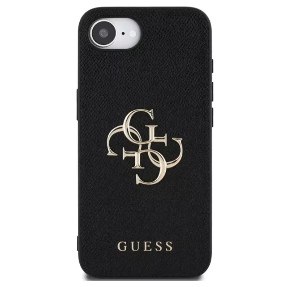 Guess PU Grained 4G Metal Logo Apple iPhone 17e / iPhone 16e hátlap tok, fekete