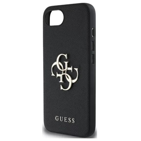 Guess PU Grained 4G Metal Logo Apple iPhone 17e / iPhone 16e hátlap tok, fekete
