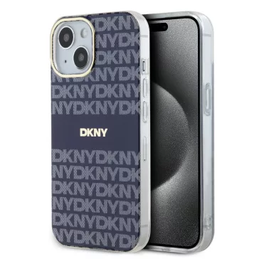   DKNY PU Leather Repeat Pattern Tonal Stripe iPhone 14 Pro tok, kék