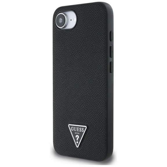 Guess Grained Triangle Apple iPhone 17e / iPhone 16e MagSafe tok, fekete