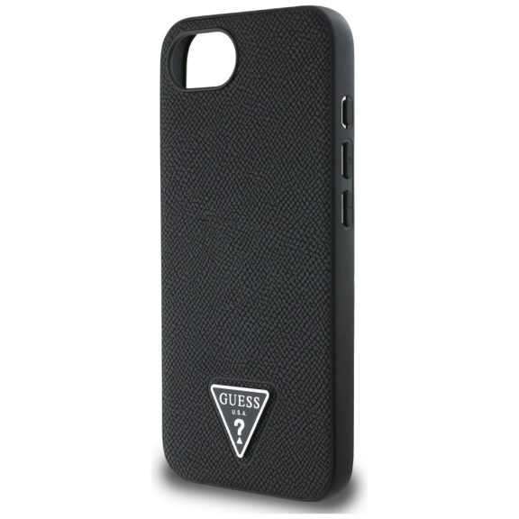 Guess Grained Triangle Apple iPhone 17e / iPhone 16e MagSafe tok, fekete